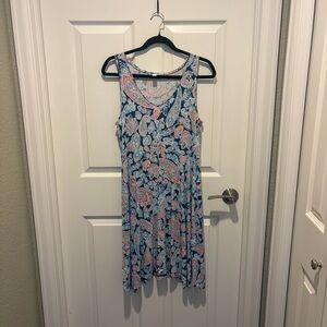 J. Jill Navy Paisley Tank Dress with Pink and Light Blue Accents